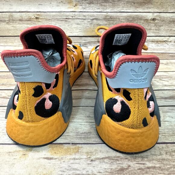 Adidas Mens Orange Black Pharrell NMD Human Race Animal Print Sneakers 10 - Picture 7 of 9